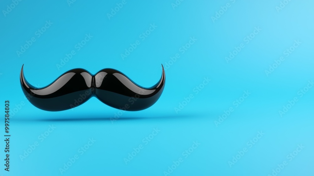 Sticker A black mustache is shown on a blue background