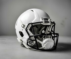 Fototapeta premium Modern white American football helmet showcasing advanced safety features and sleek design for style-conscious players
