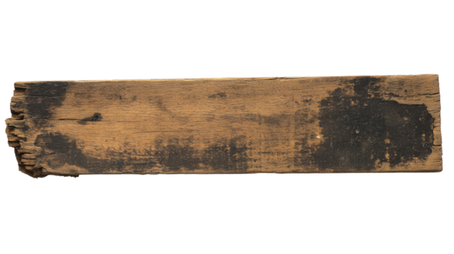 Old plank of wood on transparent background png file