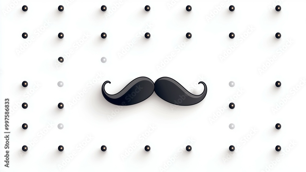 Canvas Prints A man's mustache is surrounded by a large number of small black dots