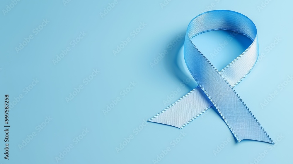 Canvas Prints A ribbon with blue and white stripes is on a blue background