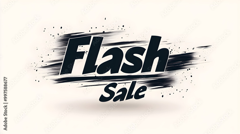 Poster bold flash sale text in black with speed lines on the sides to indicate movement and urgency