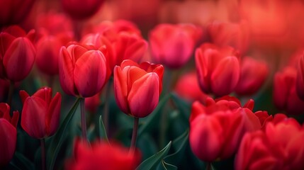 Stunning vibrant red tulip flower blossoming botanical natural environment