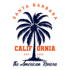 Santa Babara California Vintage T-shirt Design Vector Template