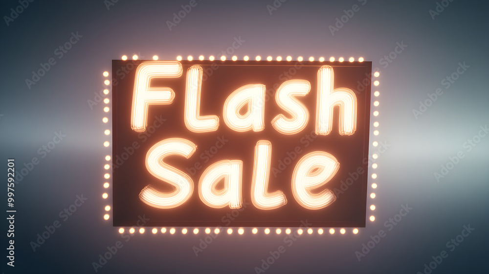 Poster flash sale text with small, subtle animated lights or flashing effects around the text