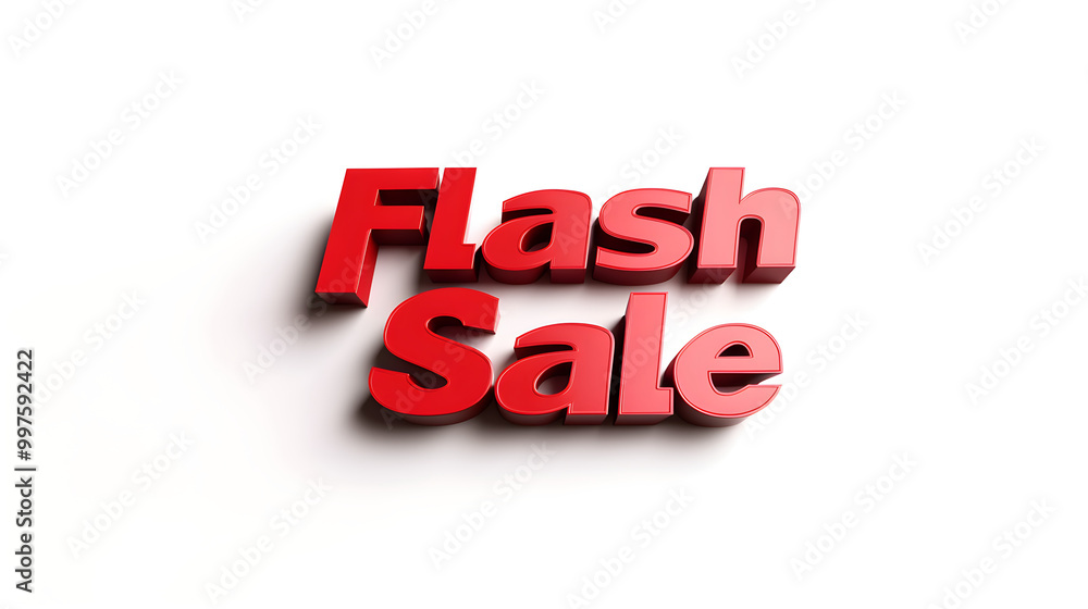 Poster red 3d text of flash sale casting a shadow, giving it a pop-out effect