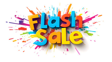 The Flash Sale text broken into segments, symbolizing fast movement, with bright colors