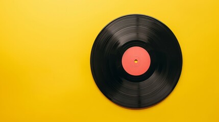 Obraz premium old vinyl record on yellow background