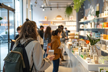 Pop-Up Shops, Shoppers browsing unique products in trendy pop-up retail locations