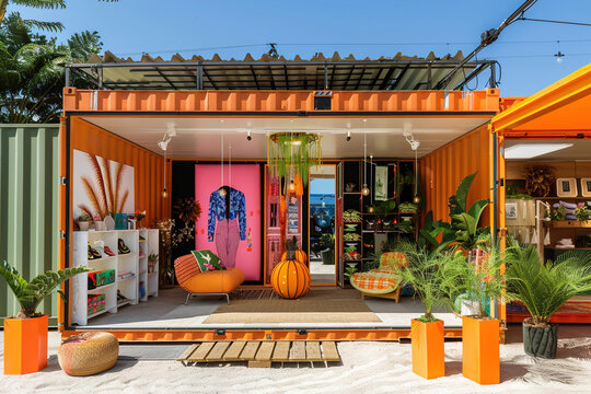 Entrepreneur setting up and promoting temporary pop-up store