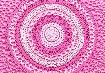 Pink and White Lace Doily