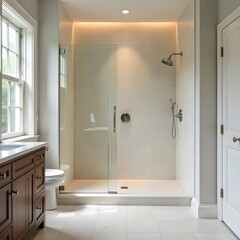 stylish beautiful bathroom interior with glass shower modern bathroom interior modern bathroom interior with shower bathroom with tiles
