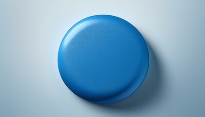 A flat, circular blue pill with subtle texture, centered on a plain white background, leavin