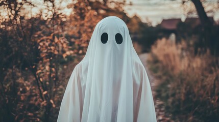 Ghostly Figure Standing in a Forest with a Blurred Background