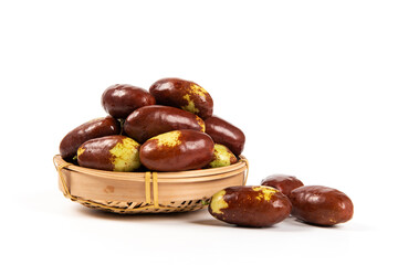Fresh raw jujubes fruits isolated on white background.