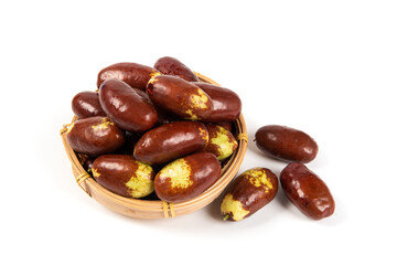 Fresh raw jujubes fruits isolated on white background.