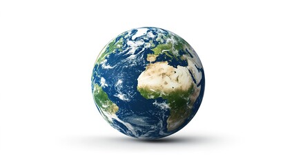 Fototapeta premium A stunning depiction of Planet Earth against a clean white background, showcasing the vibrant colors of the continents and oceans. 
