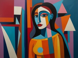 Abstract Portrait of person painting in a Colorful Composition
