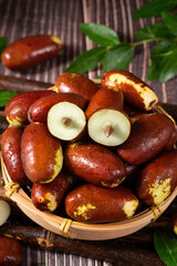 Fresh raw jujubes fruits on table.