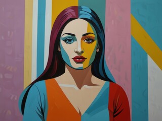 Obraz premium Abstract Portrait of person painting in a Colorful Composition