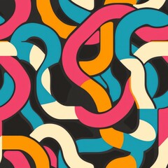 Obraz premium Seamless pattern of geometric twists with bold outlines