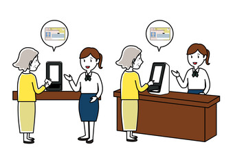 マイナンバーカードで受付をする女性