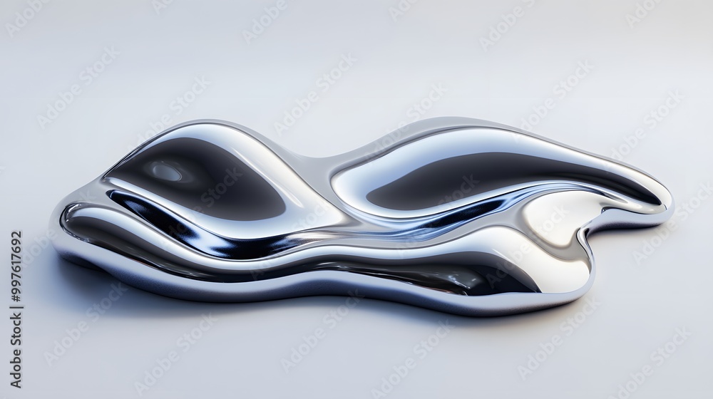 Poster a smooth, reflective surface resembling liquid metal, capturing light and creating a dynamic visual 