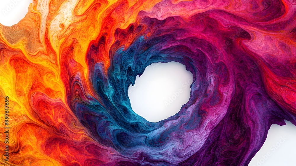 Poster a vibrant swirl of colors creates a captivating visual effect, blending warm and cool tones in an ab