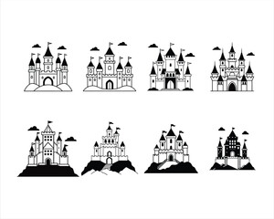 Collection of Castle Vector illustration - Castle Clipart Design Sublimation