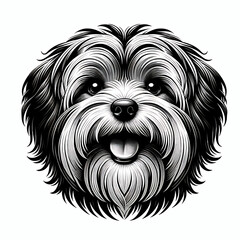 Lowchen dog breed with a happy face vector silhouette illustration