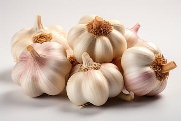 Garlic isolated in the white background. cooking spices, generative IA
