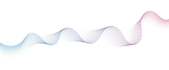 Flowing Dot Wave halftone gradient pattern on transparent background	