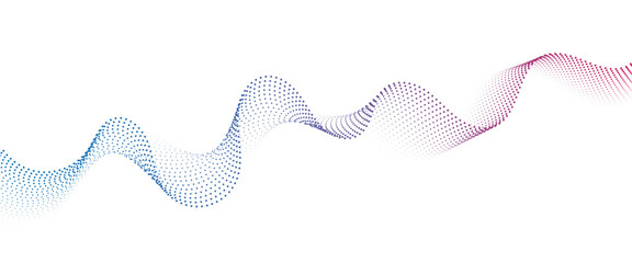 Flowing Dot Wave halftone gradient pattern on transparent background	