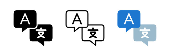 Language translation sign icon set. Dictionary. For mobile app. Isolated on white background