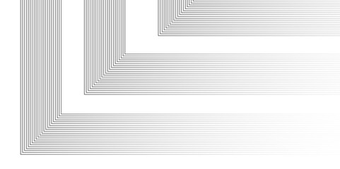 Vector tech geometric thin diagonal striped line pattern gradient minimal transparent background. Design elements. Curved sharp corners many streak.