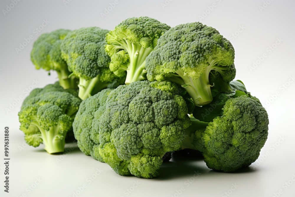 Wall mural Isolated broccoli in the white background, generative IA