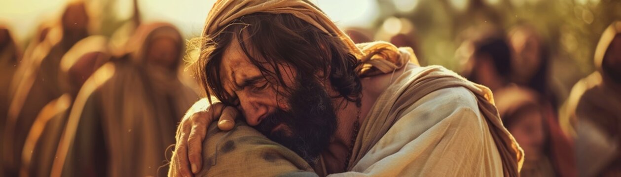 Jesus and the leper compassionate touch