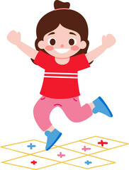 Child playing hopscotch schoolyard game