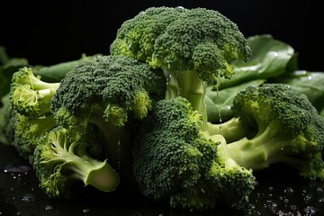 An approximate capture of cut and fresh broccoli in the white background, generative IA