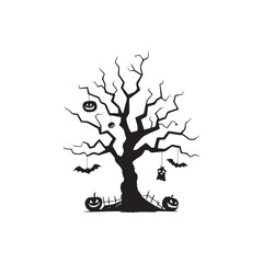 Silhouette of Leafless Trees and Branches - Vector Art Design.