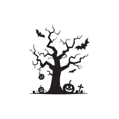 Silhouette of Leafless Trees and Branches - Vector Art Design.