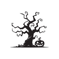 Obraz premium Vector Silhouette of a Dead Tree with Branches Without Leaves.