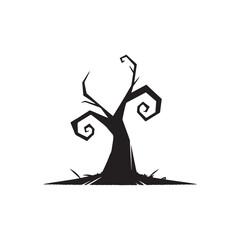 Vector Silhouette of a Dead Tree with Branches Without Leaves.