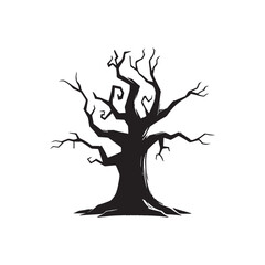 Vector Silhouette of a Dead Tree with Branches Without Leaves.