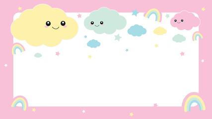 Childish Dreamy Background of Clouds Flat Colorful 
