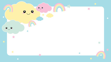 Childish Dreamy Background of Clouds Flat Colorful 
