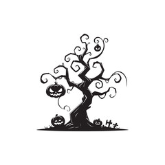 Silhouette of Bare Trees and Branches - Vector Illustration.