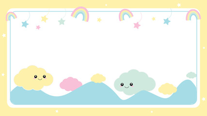 Childish Dreamy Background of Clouds Flat Colorful 
