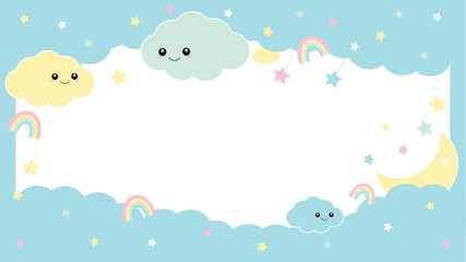Childish Dreamy Background of Clouds Flat Colorful 
