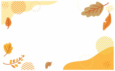 秋のかわいい落ち葉の背景フレーム素材